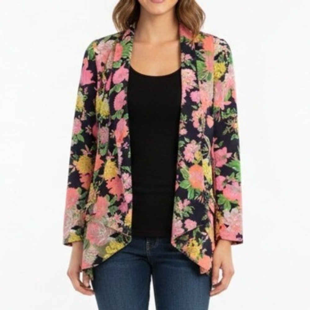 Cartonnier‎ Anthropologie Floral Open Front Blazer Multi Colour XS